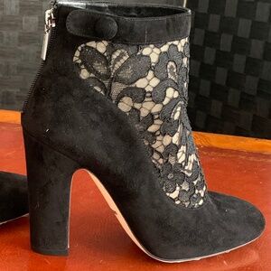 Dolce & Gabbana Black Suede & Lace Ankle Boots, size 39